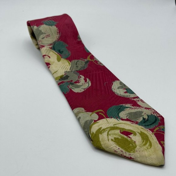 Alcione Milano Other - Alcione Milano 100% Silk Tie Made in Italy Floral Red